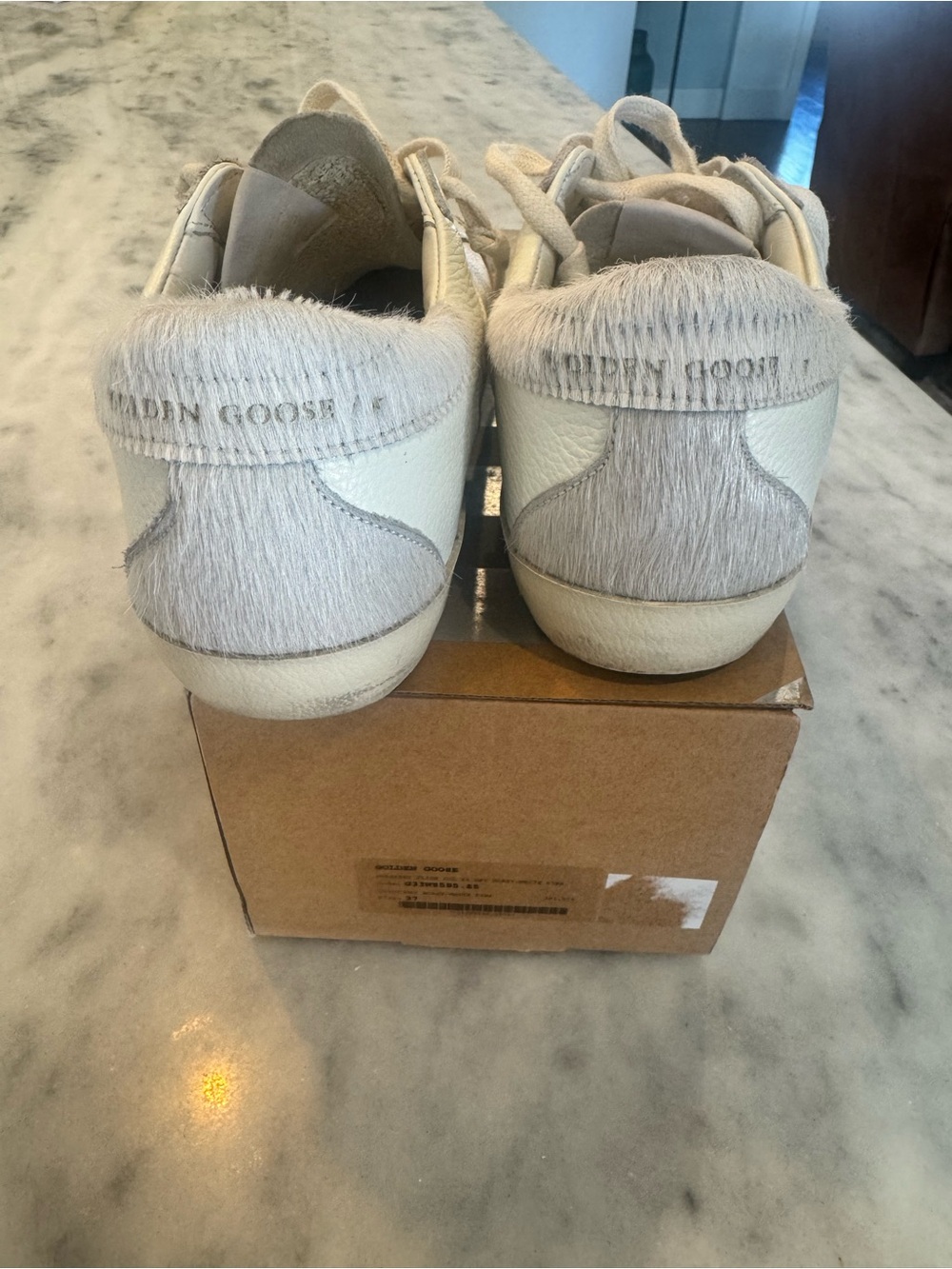 Golden Goose Women’s White Leather Sneakers with Gray Star Accent 37 - Picture 4 of 8